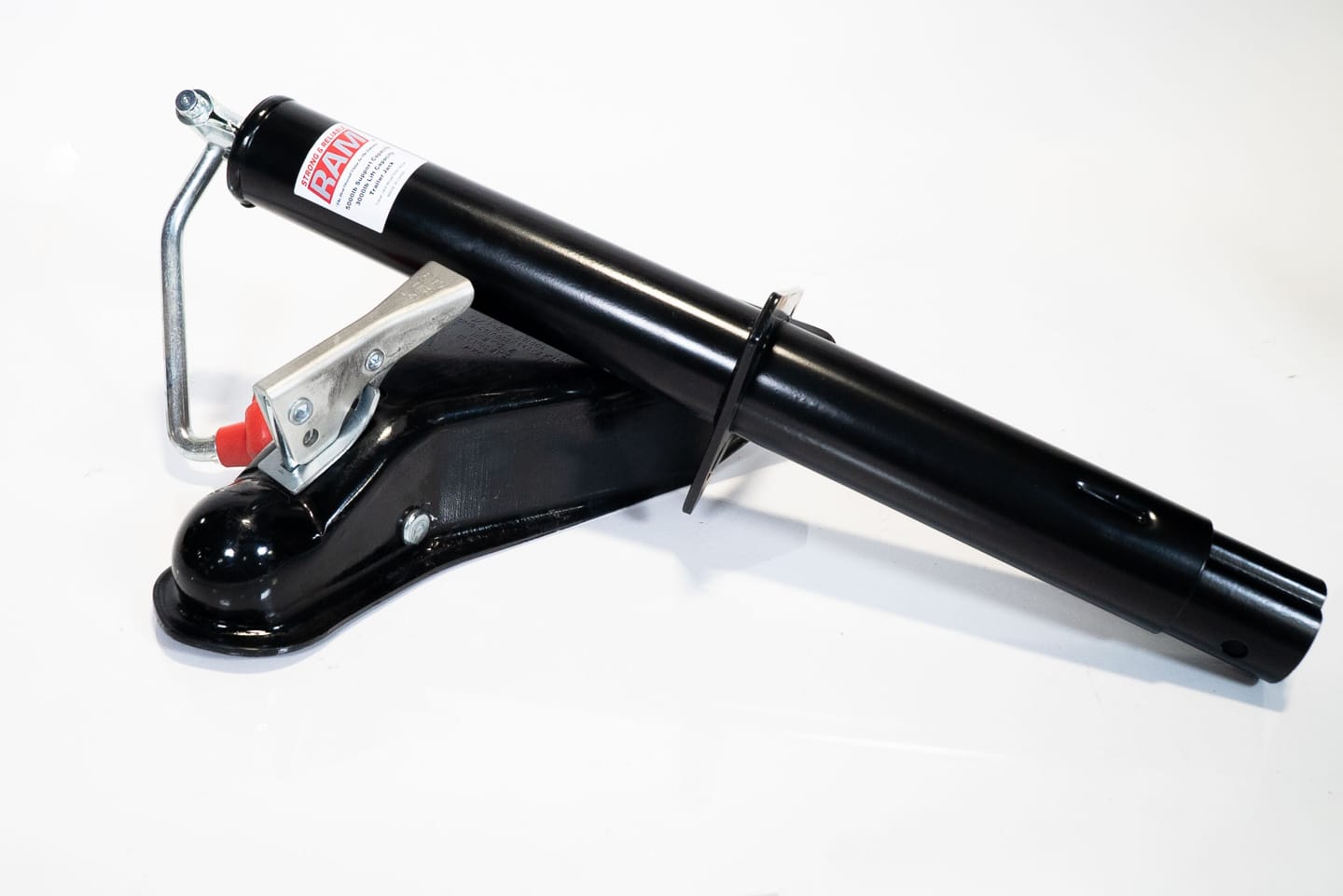 Black Metal Trailer Jack / Coupler unit with silver hardware